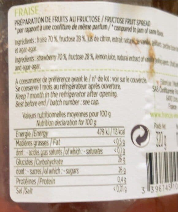 Francis Miot Fruits Mijotés, élaborés Avec Du Fructose - Fraise packshot
