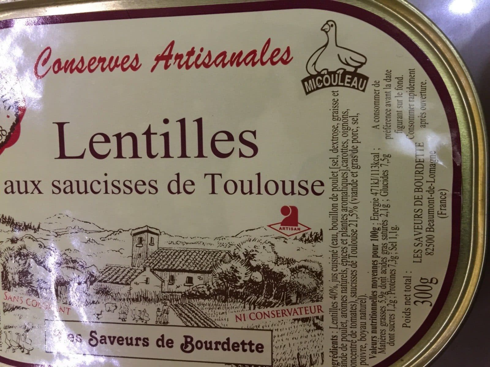 Micouleau Lentille aux saucisses de toulouse packshot