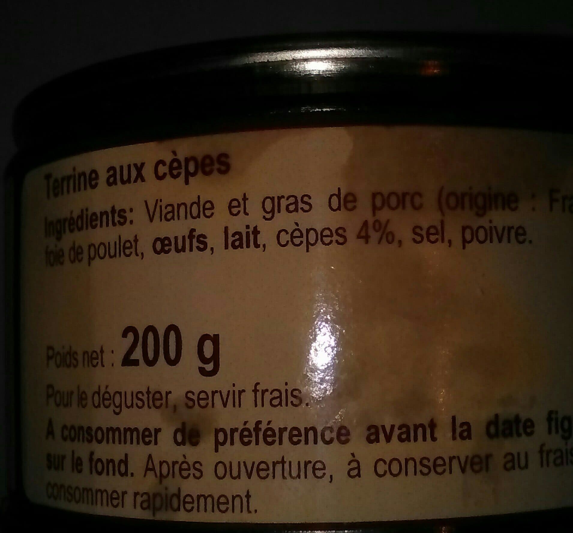 Les Saveurs de Bourdette Terrine aux cêpes packshot