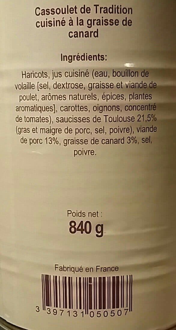 Open Food Facts Cassoulet a la graisse d'oie packshot
