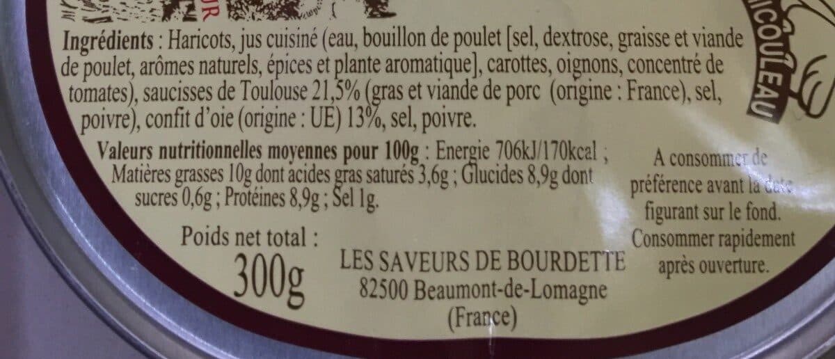 Les Saveurs De Bourdette Cassoulet au confit d'oie packshot