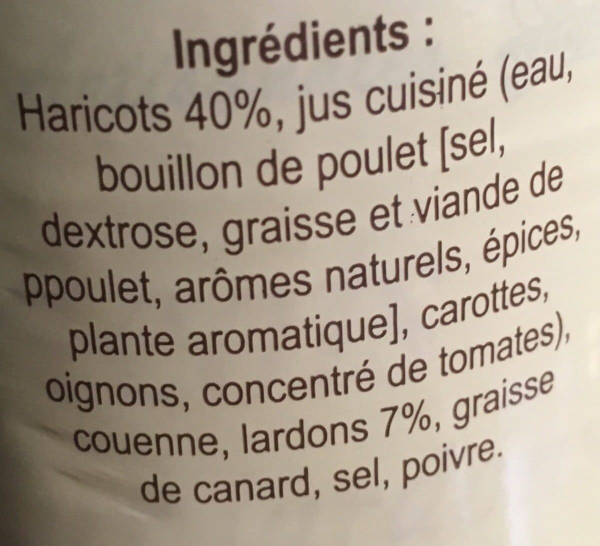Open Food Facts Haricots cuisinés aux lardons packshot