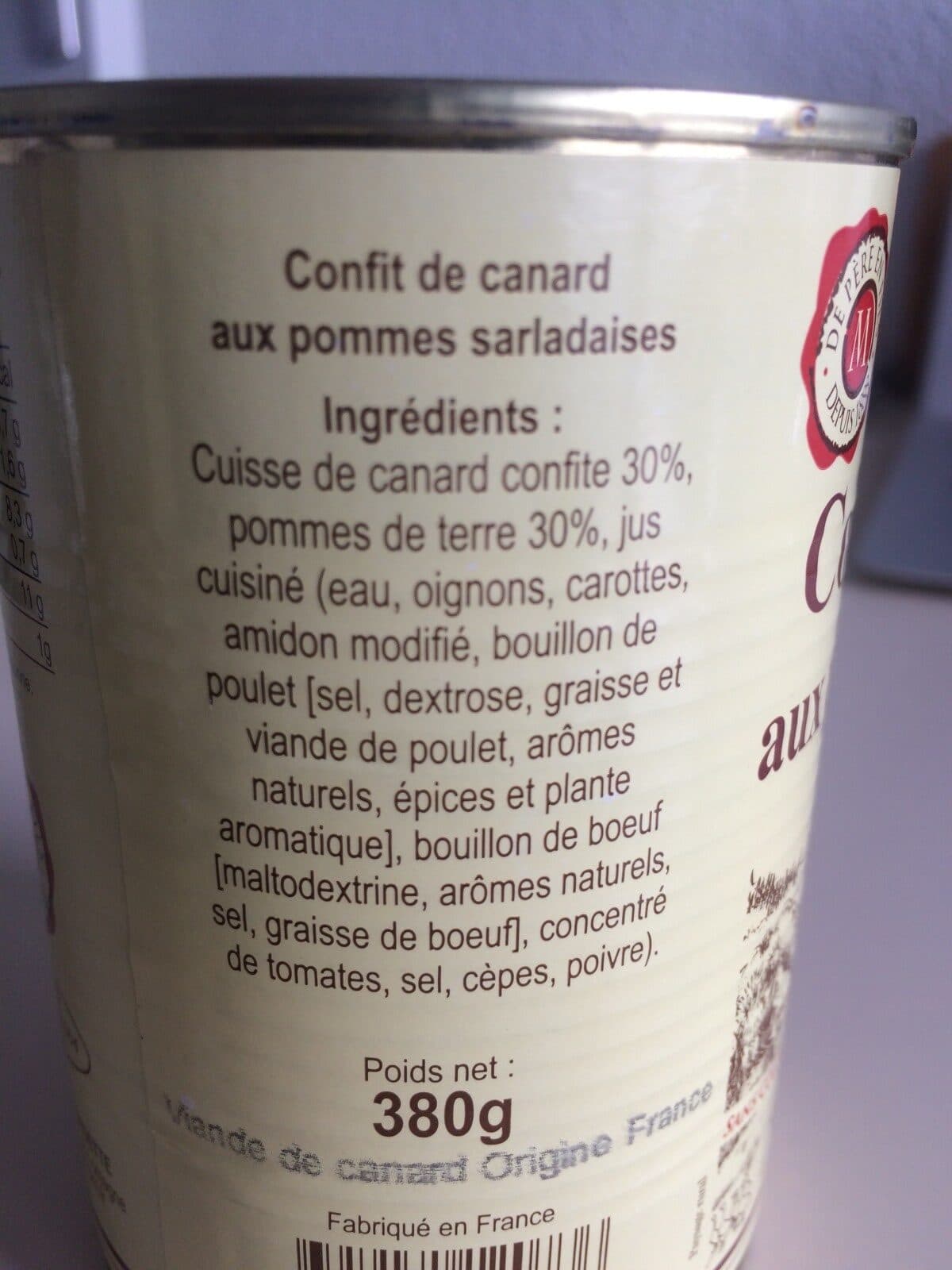 Les Saveurs De Bourdette Confit de canard aux pommes sarladaises packshot