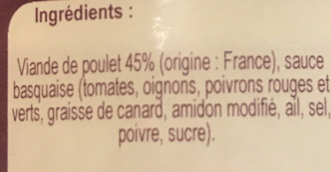 Les Saveurs De Bourdette Poulet Basquaise packshot