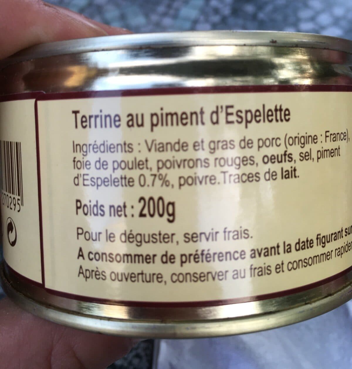 Les Saveurs De Bourdette Terrine au piment d'espelette packshot