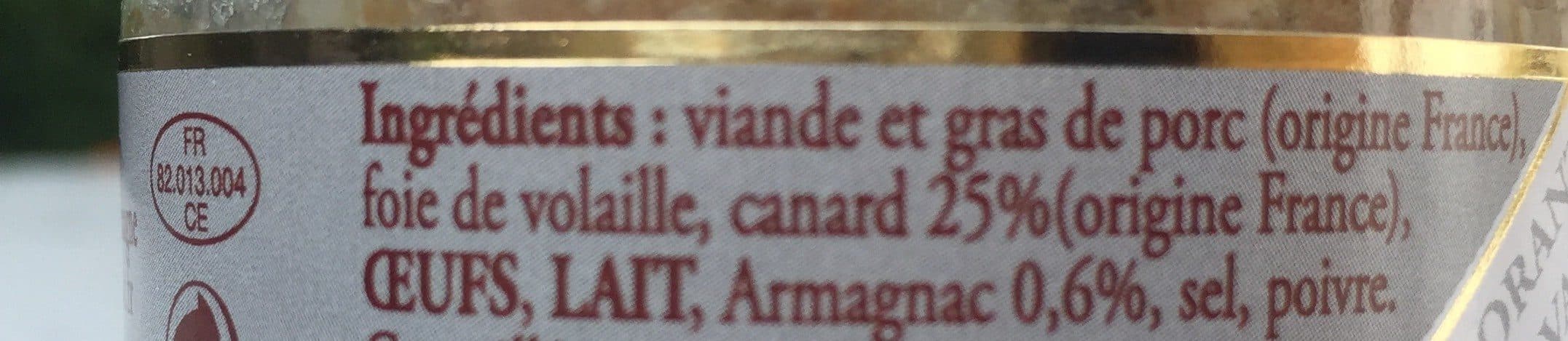 Open Food Facts Terrine de canard à l'armagnac packshot
