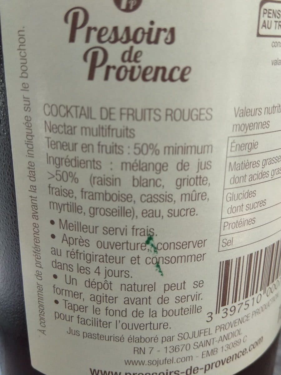 Pressoirs De Provence Cocktail de fruits rouges packshot