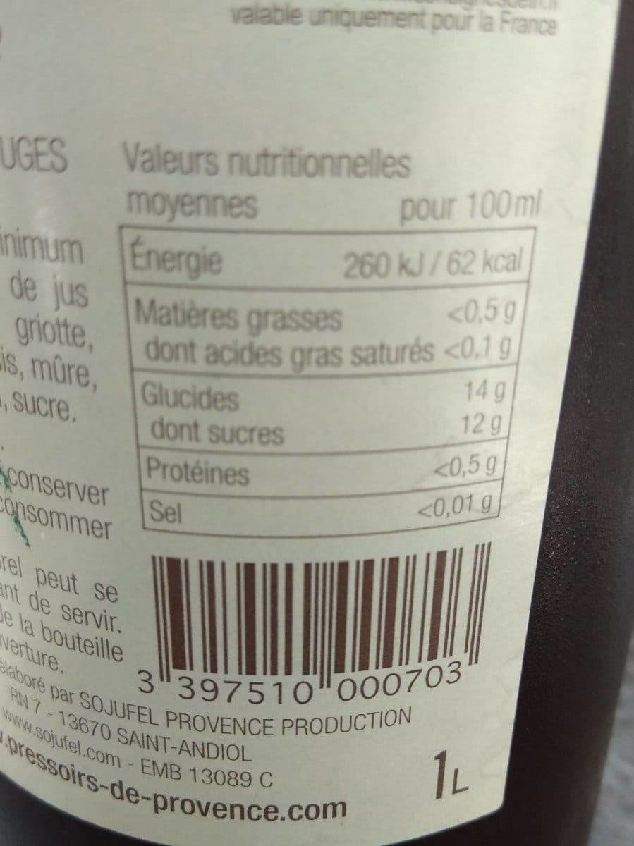 Pressoirs De Provence Cocktail de fruits rouges packshot