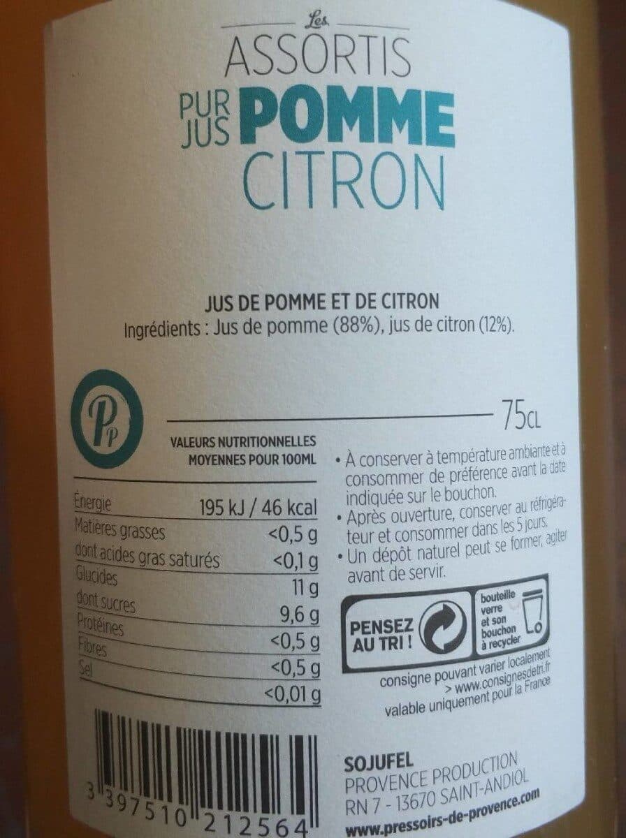 Pressoirs De Provence Pur Jus Pomme Citron packshot