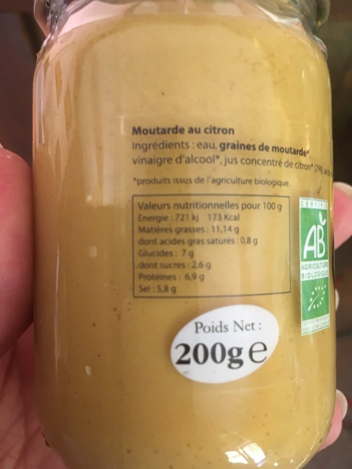 L'Aliment Sain Moutarde bio au citron packshot