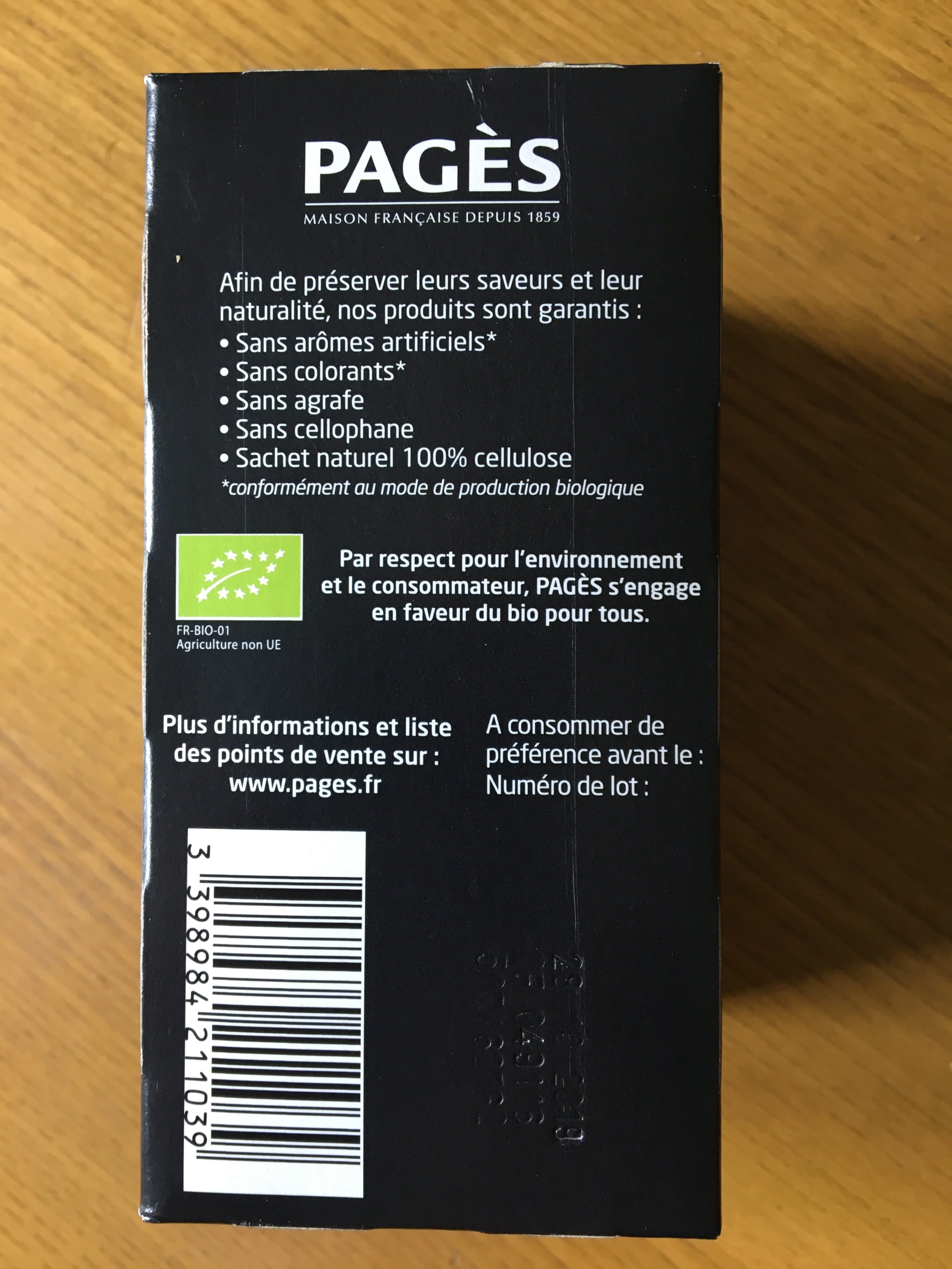PAGES thé noir packshot