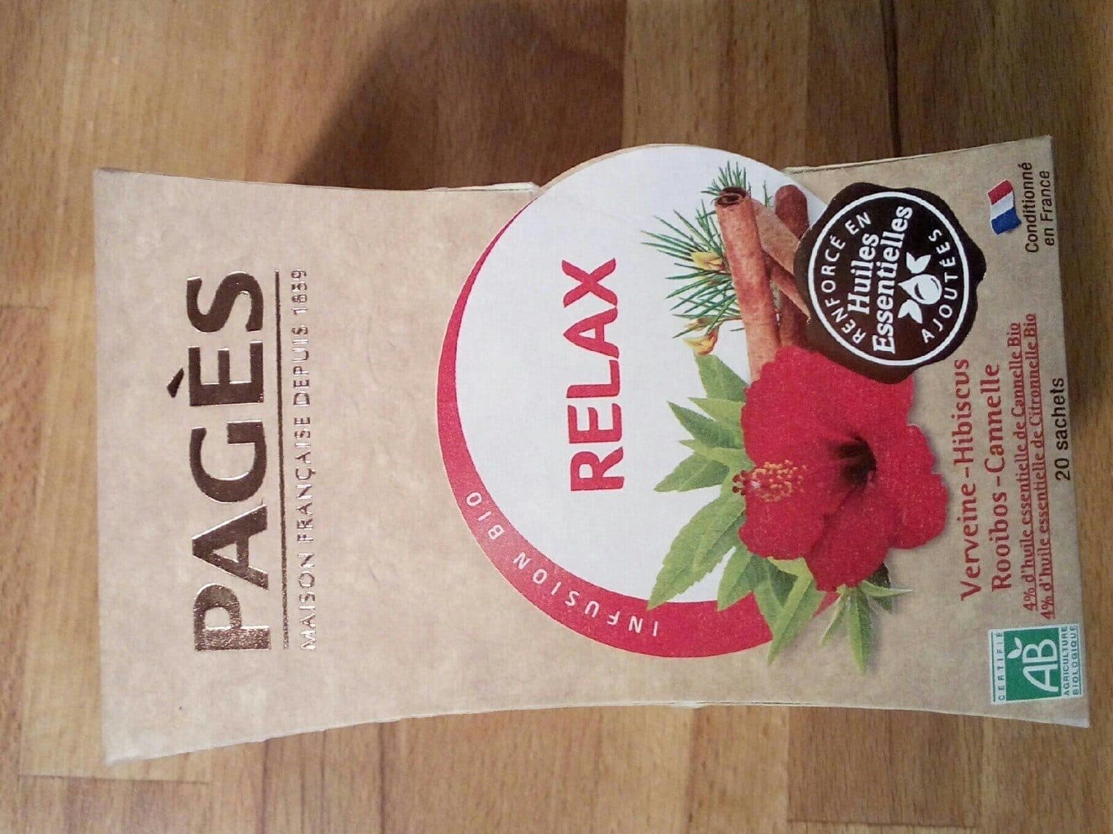 Pagès Tisane relax verveine hibiscus rooibos cannelle packshot