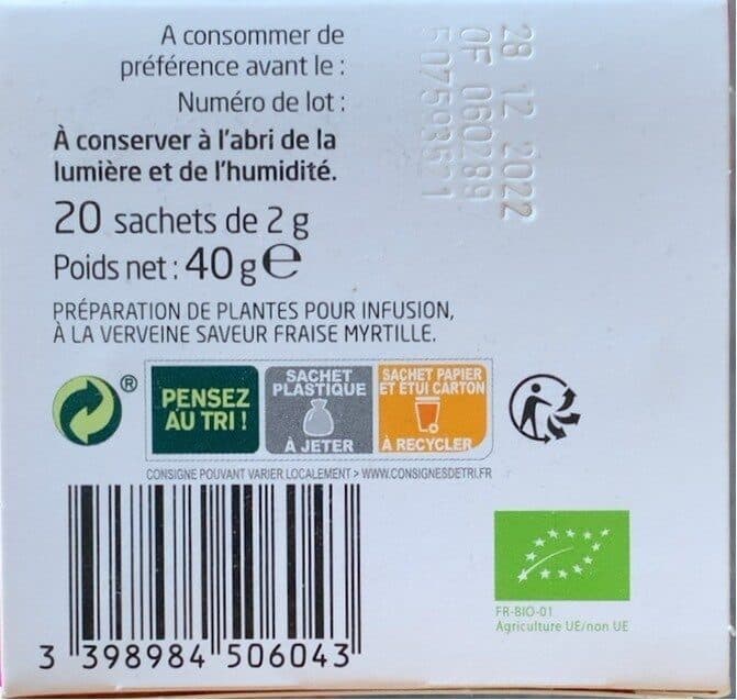 Pages INFUSION FRAISE MYRTILLE BIO packshot