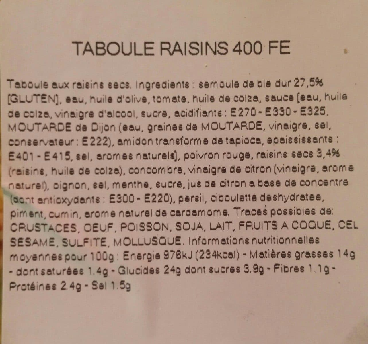 Open Food Facts Taboulé Oriental packshot
