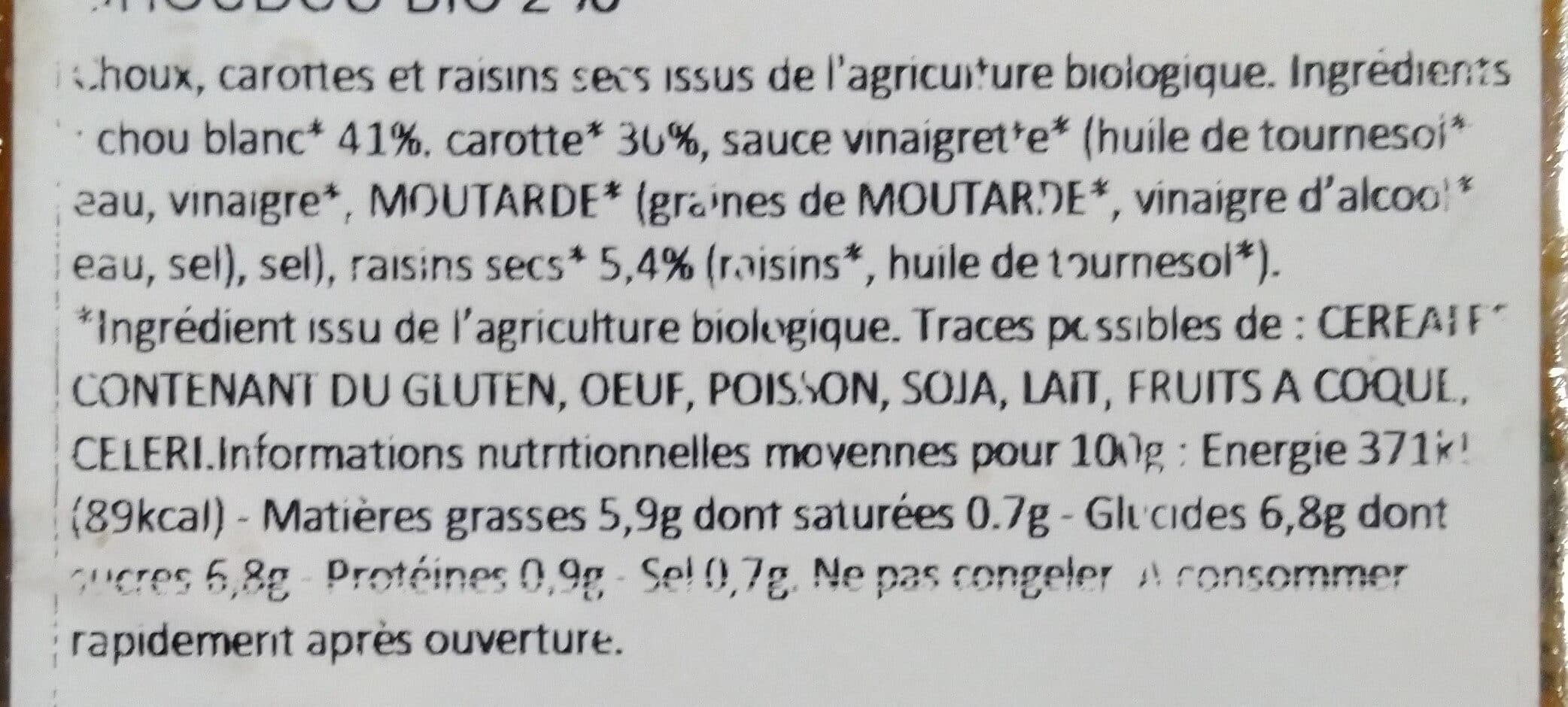 Open Food Facts Chou blanc et carottes bio packshot