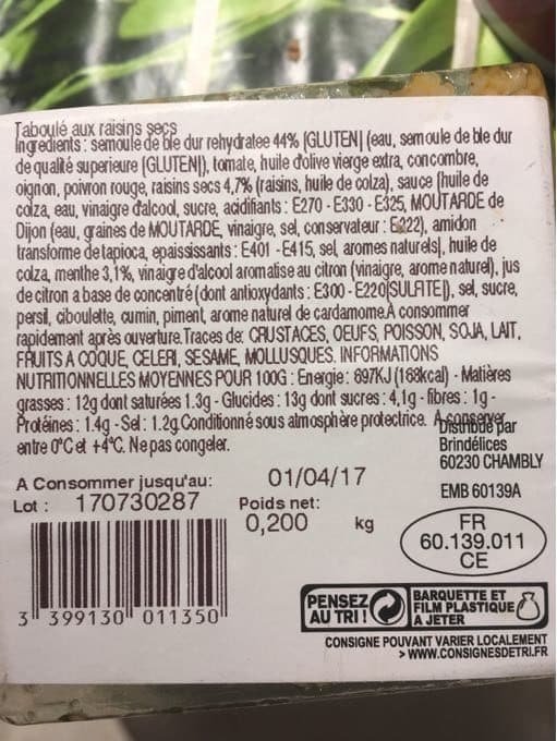 Distribué Par Brindélices TABOULE POT 200G packshot