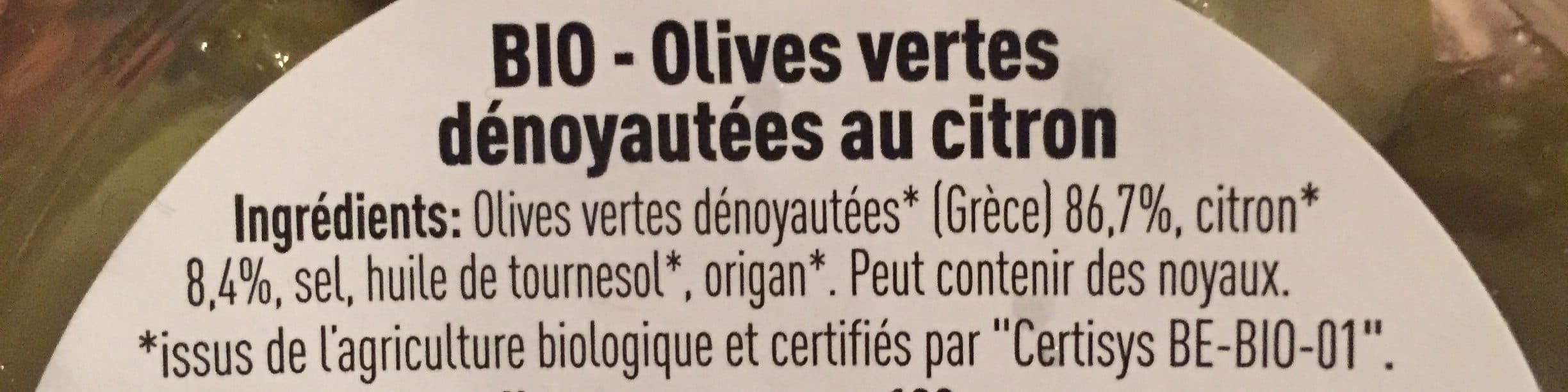Père olive Bio olives vertes denoyautees au citron packshot