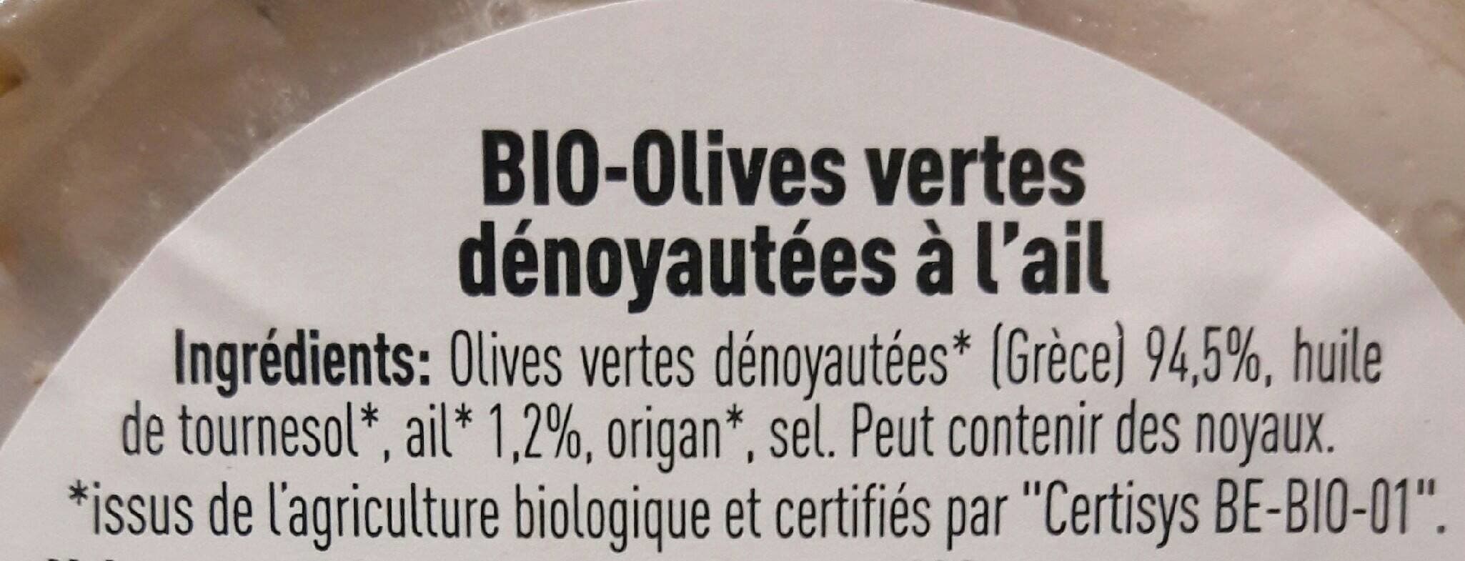 père olive Bio olives vertes dénoyautées à l ail packshot