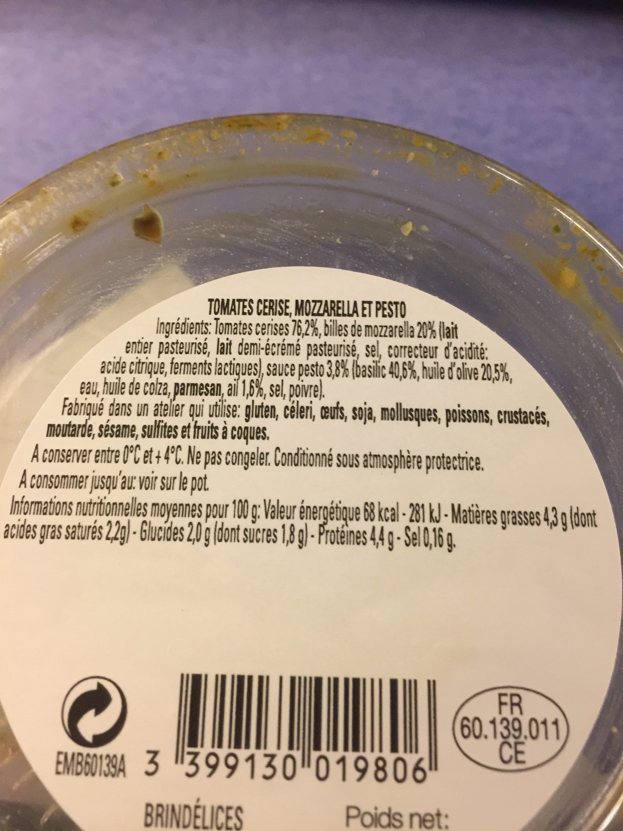 Brindelices Petite salade de tomates et mozzarella au basilic packshot