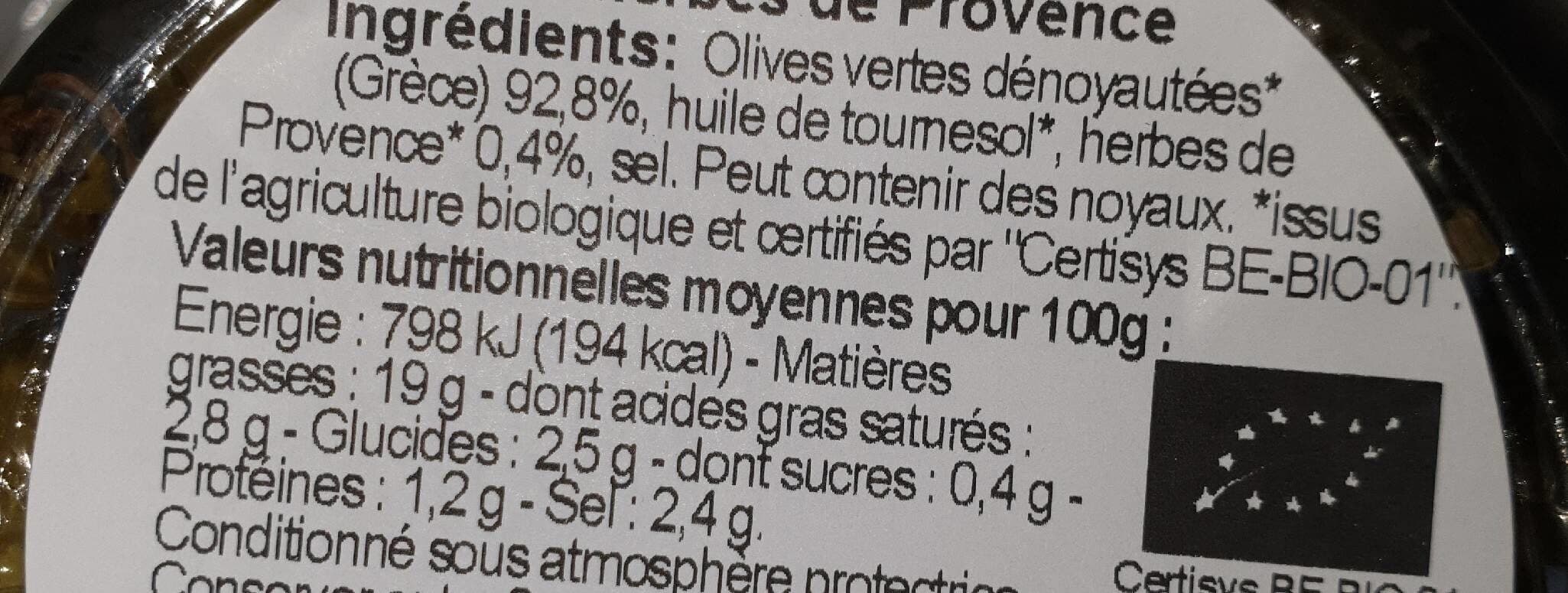 Pere Olive Olives vertes dénoyautées aux herbes de Provence packshot