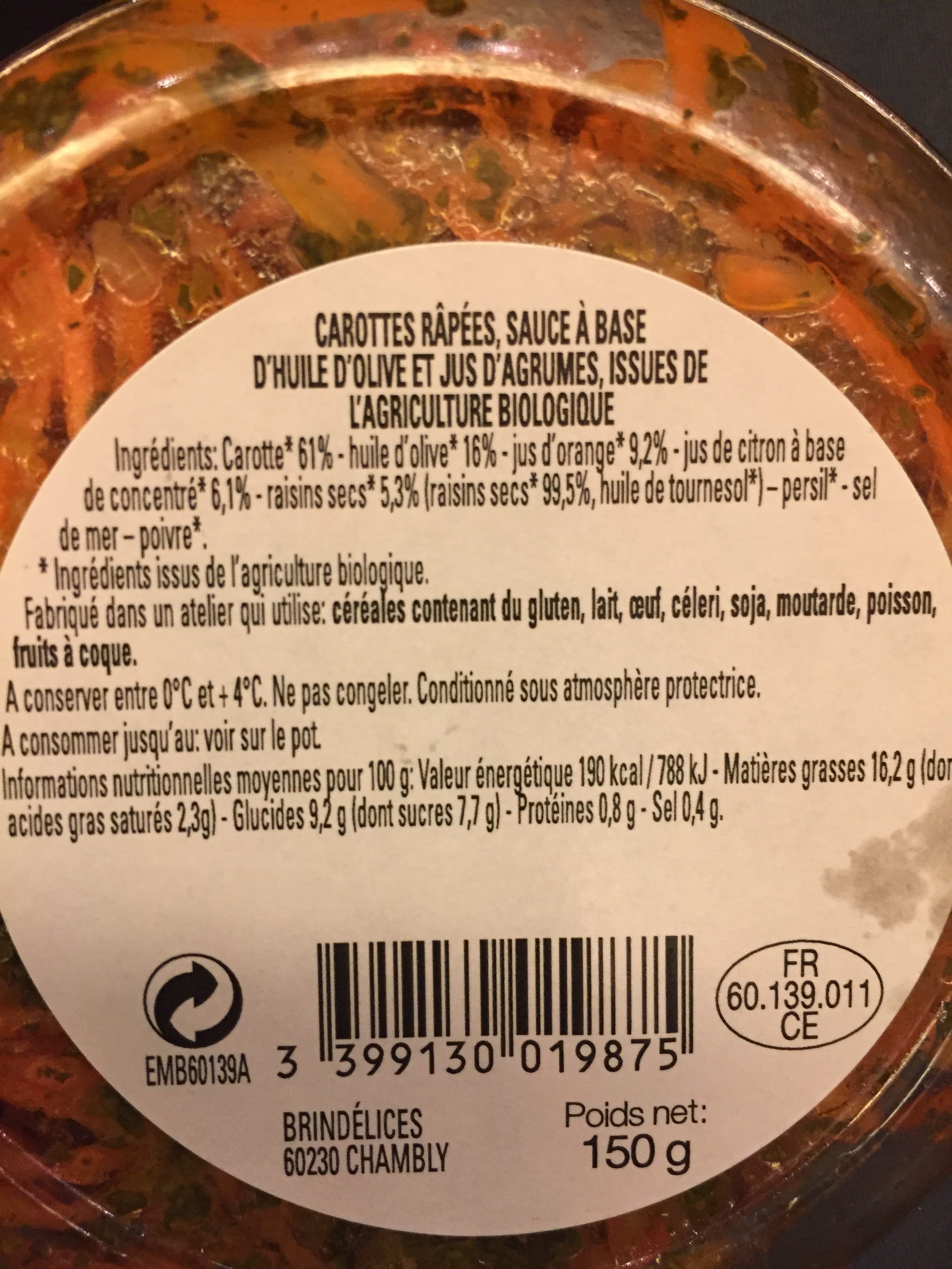 Brindélices Carotte râpées packshot