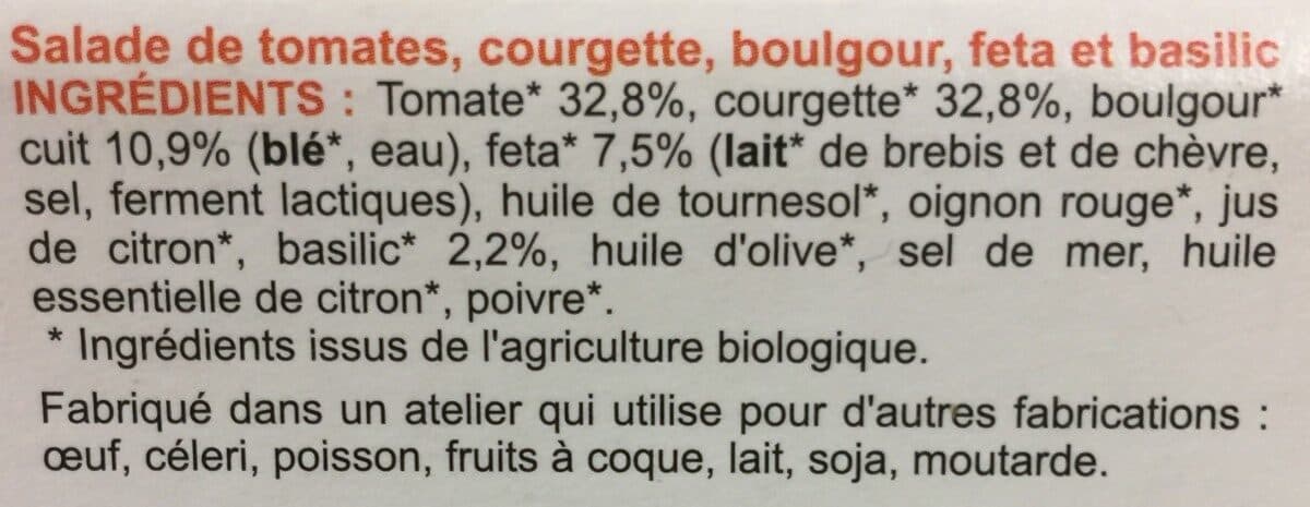 Open Food Facts Tomate Courgette Boulgout, Feta et Basilic packshot