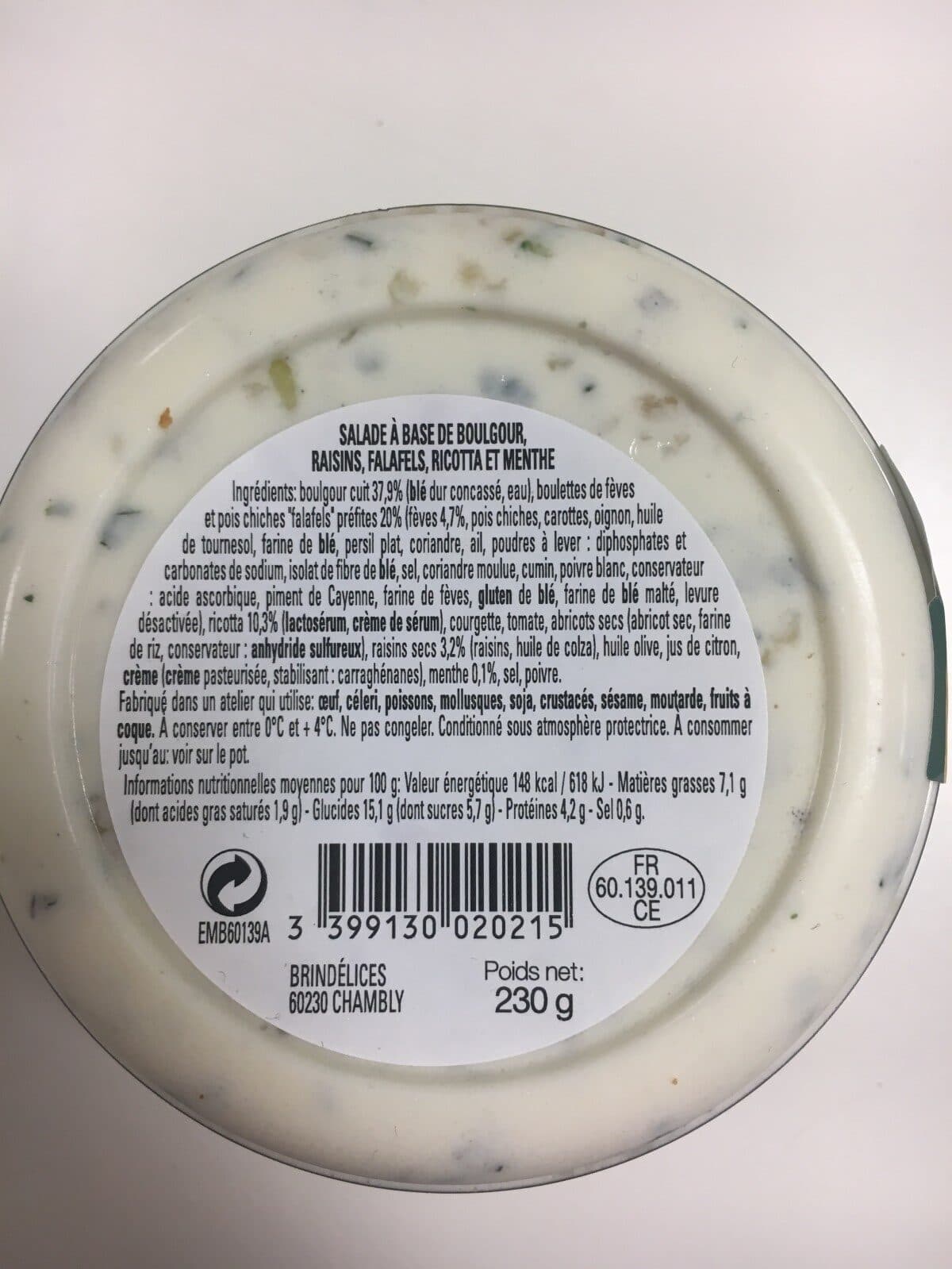 Open Food Facts Boulgour, raisins, falafels ricotta menthe packshot