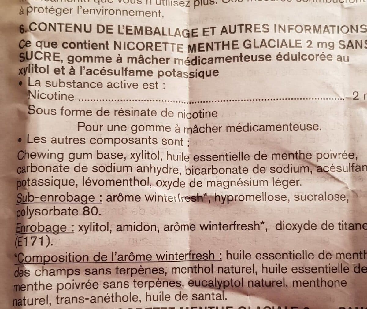 Open Food Facts Nicorette 210 Gommes 2MG Menthe Glaciale packshot