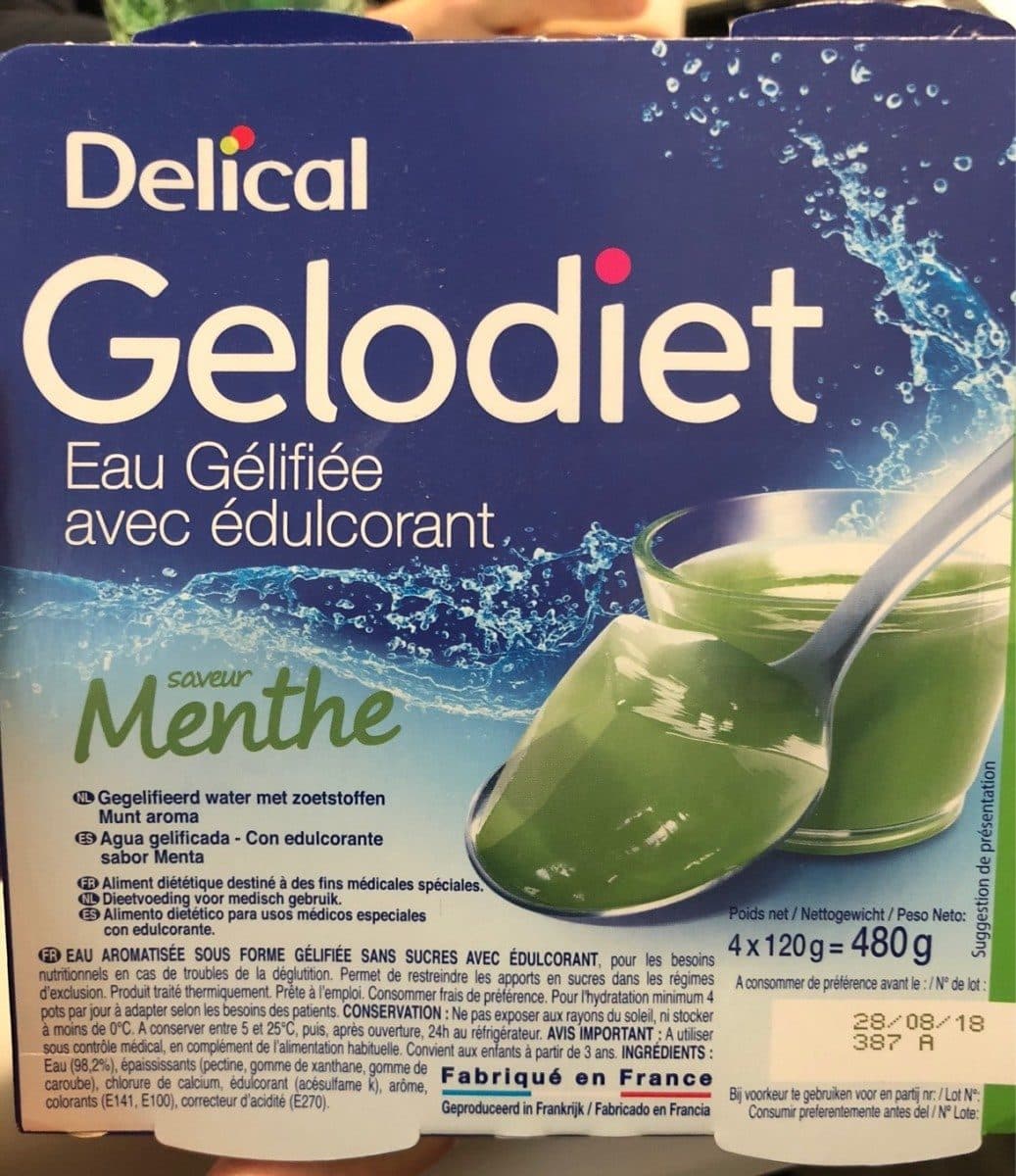 Open Food Facts Delical Gelodiet Eau Gélifiée Saveur Menthe - 4 Pots De packshot