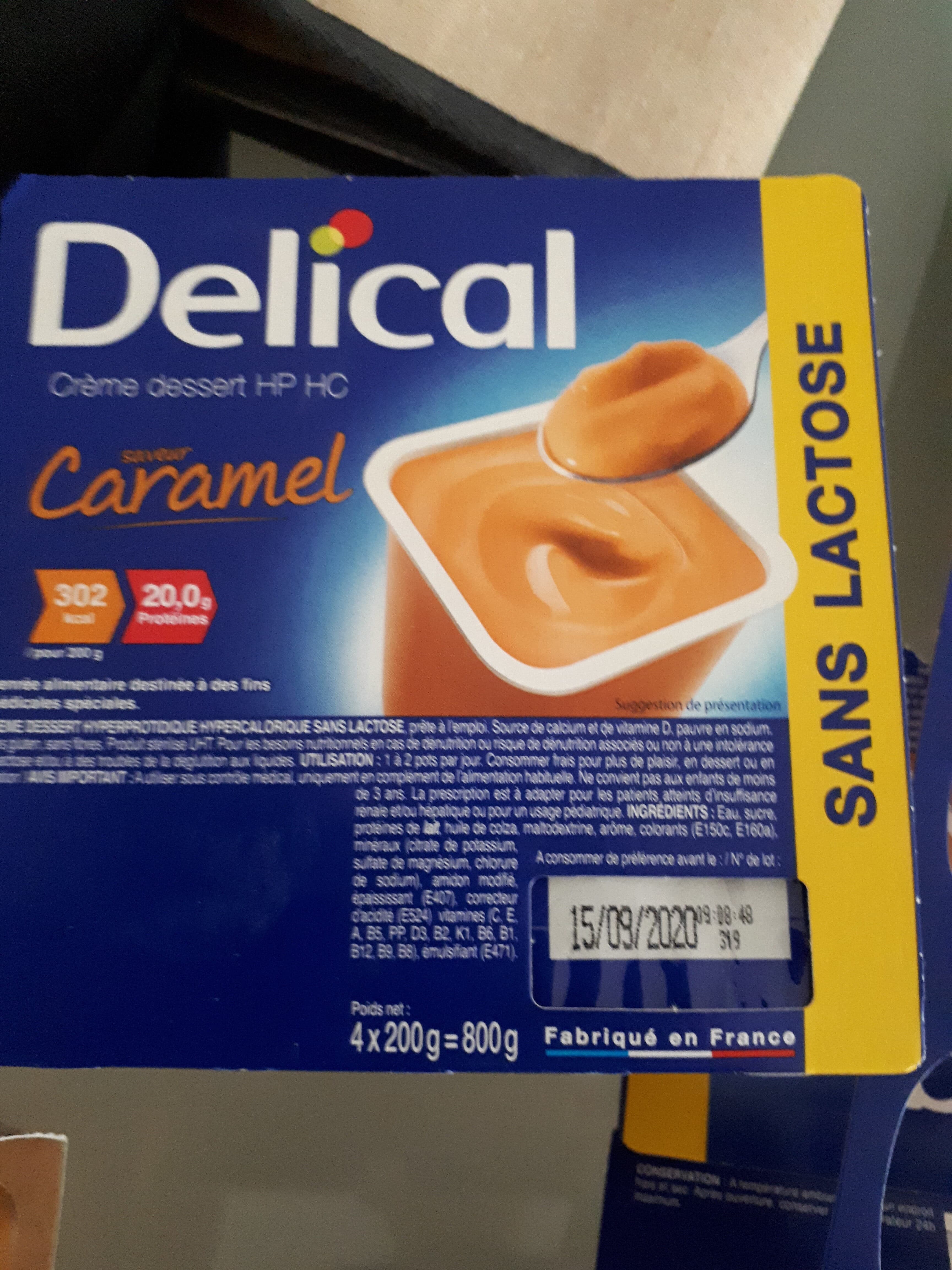 Delical Delical - Crème Dessert Sans Lactose HP HC Caramel packshot