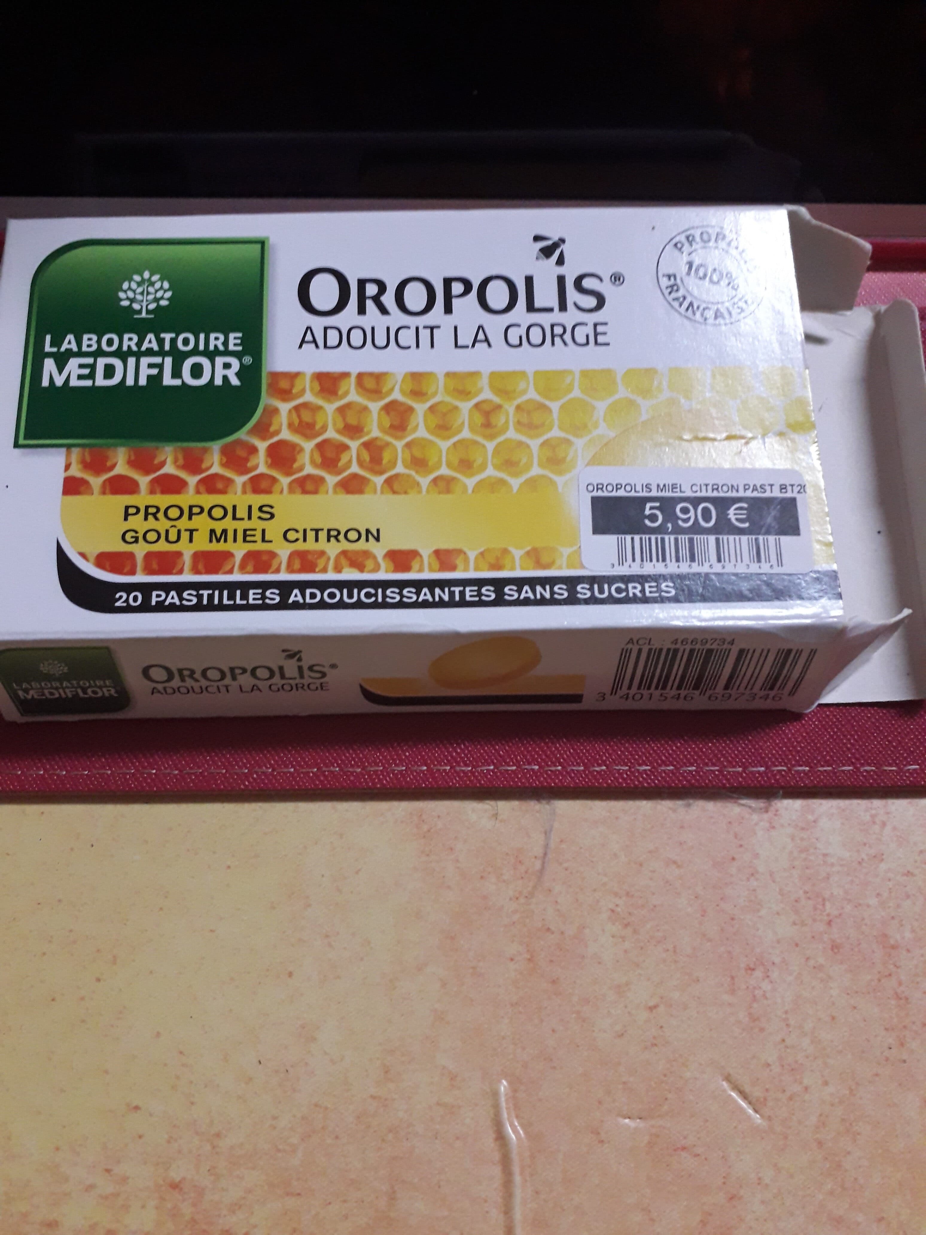 Open Food Facts Mediflor Oropolis Pastilles Adoucissantes Miel-citron packshot