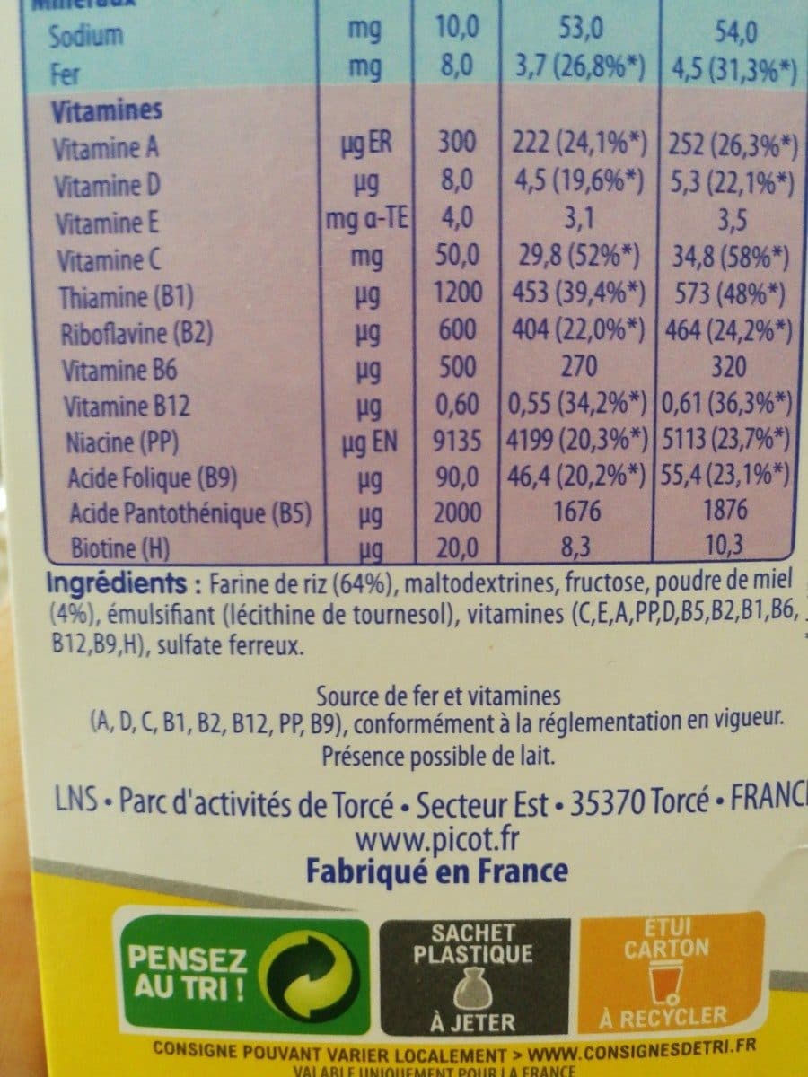 Picot Céréales riz miel packshot