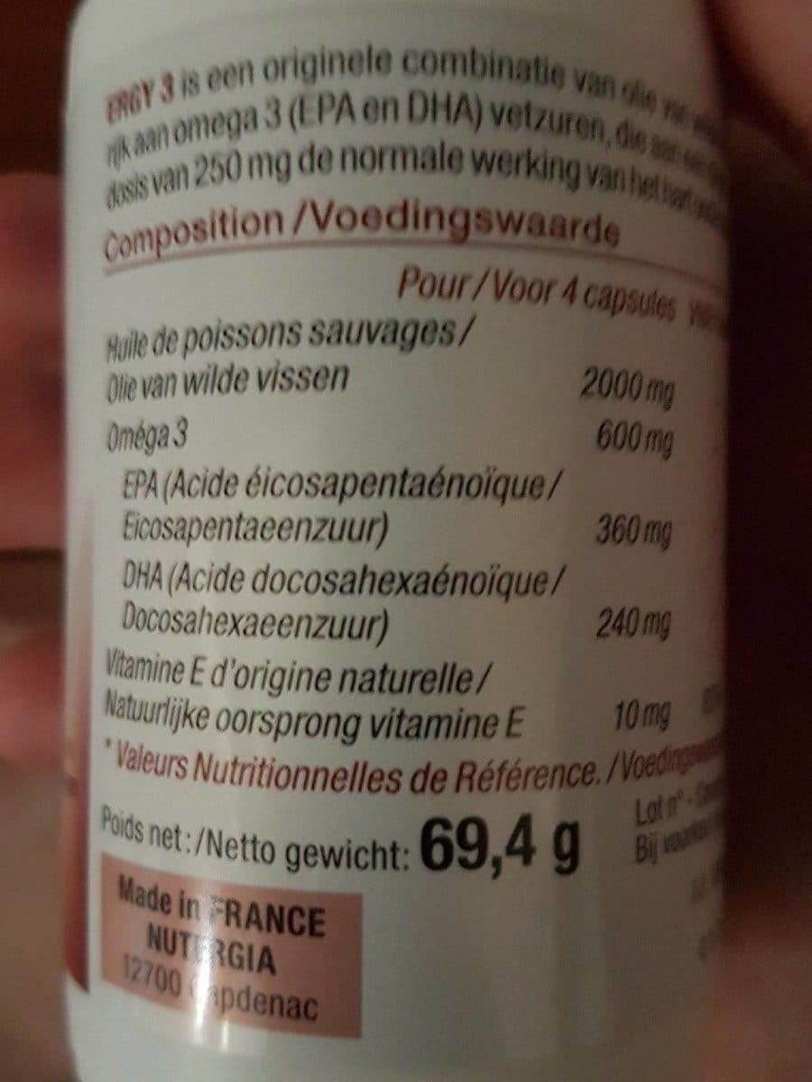 Open Food Facts Ergy 3 - 100 Capsules - Nutergia packshot