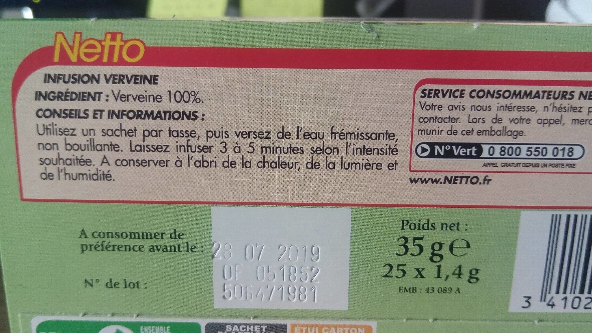 Netto Les Infusion Verveine packshot
