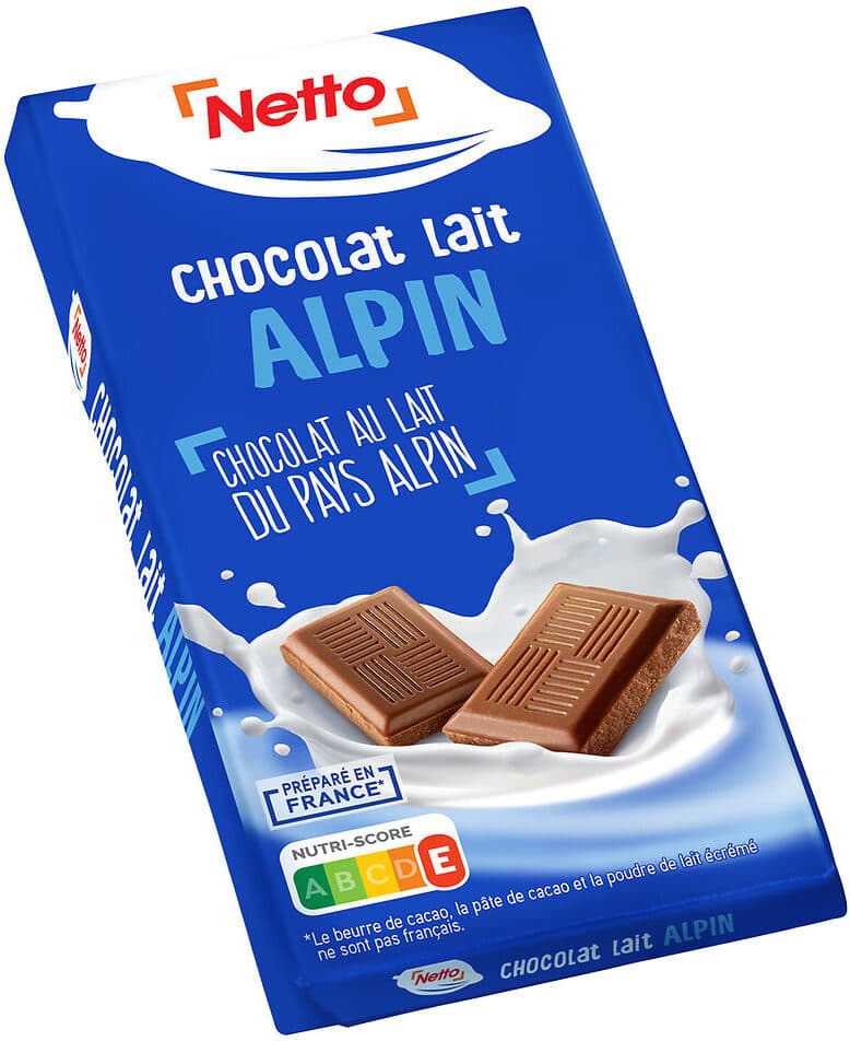 Netto Tablette familiale chocolat au lait du pays alpin - 100g packshot
