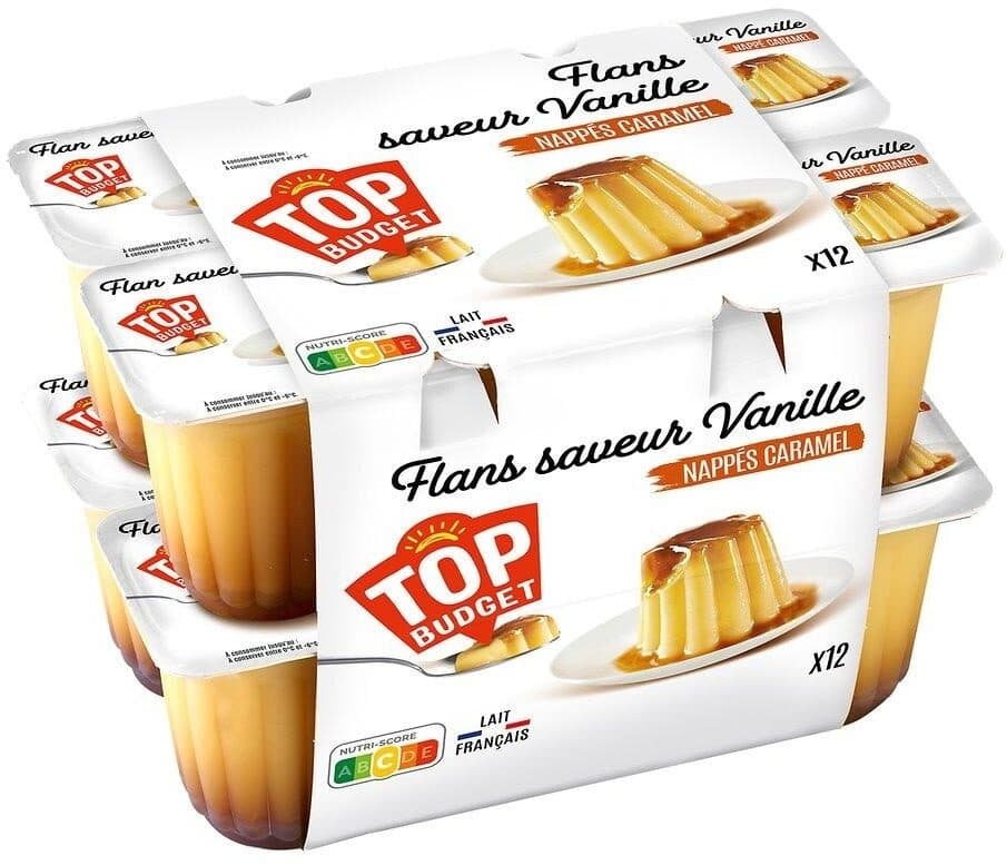 Top budget Flans vanille nappe caramel 12x100g packshot
