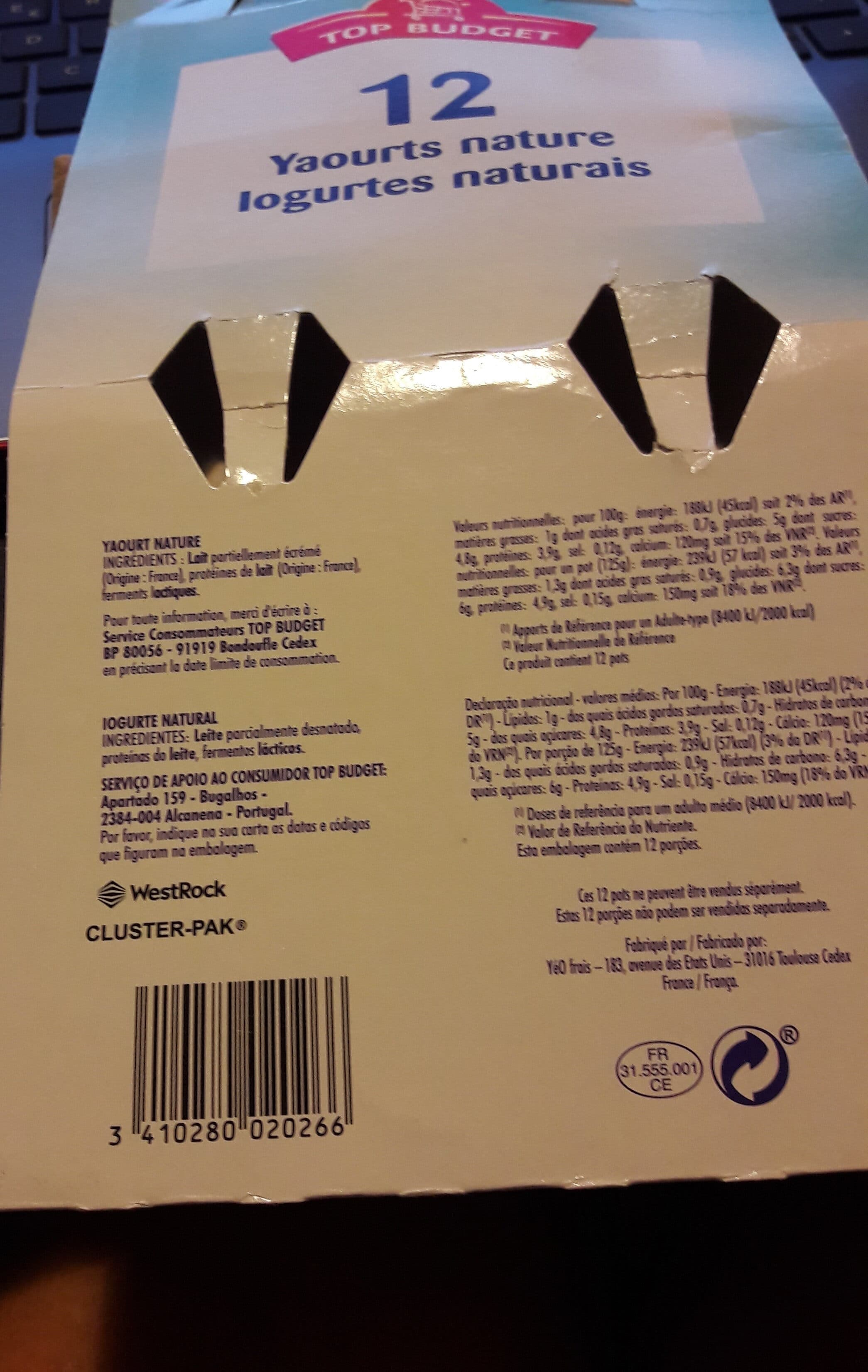 Top Budget Yaourt nature packshot