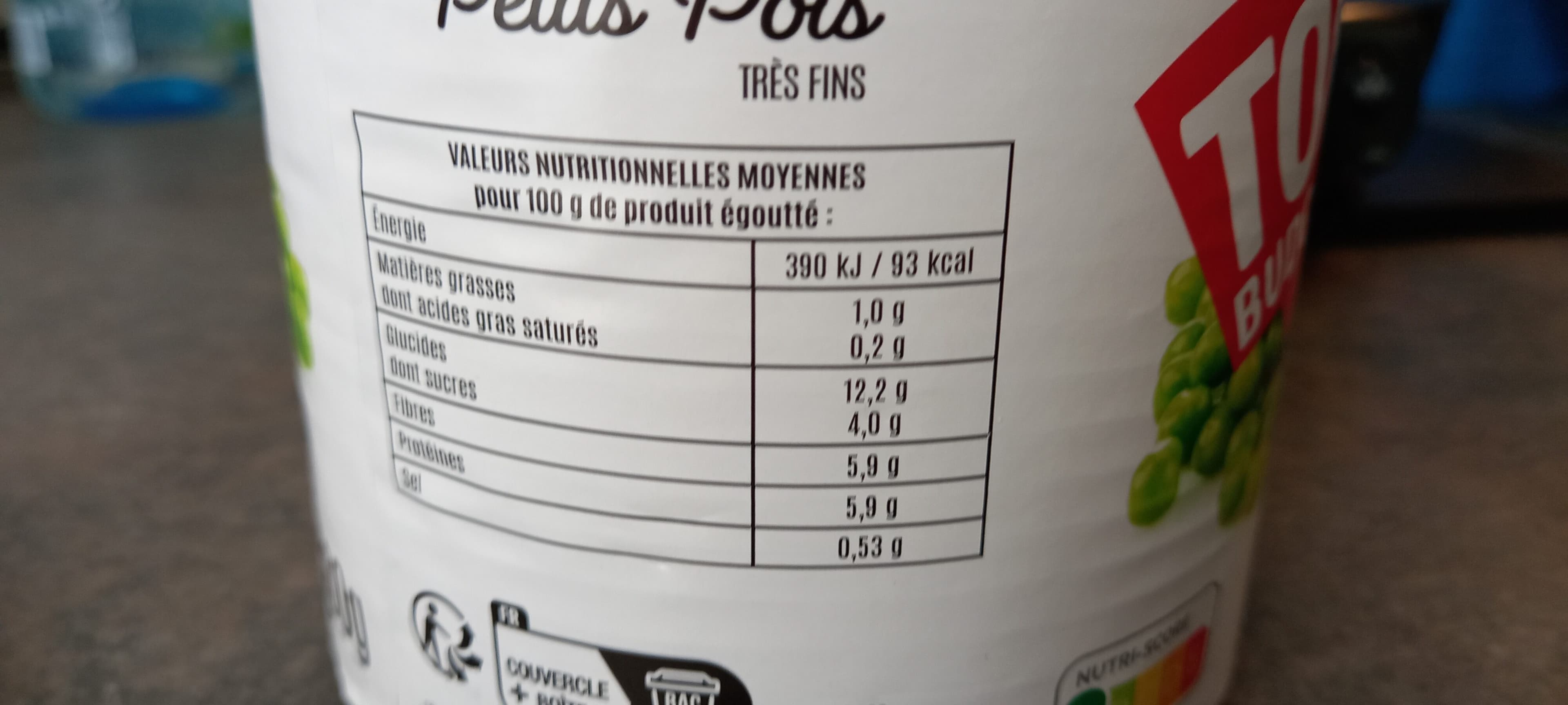 Top budget Petits pois très fins à l'étuvée packshot