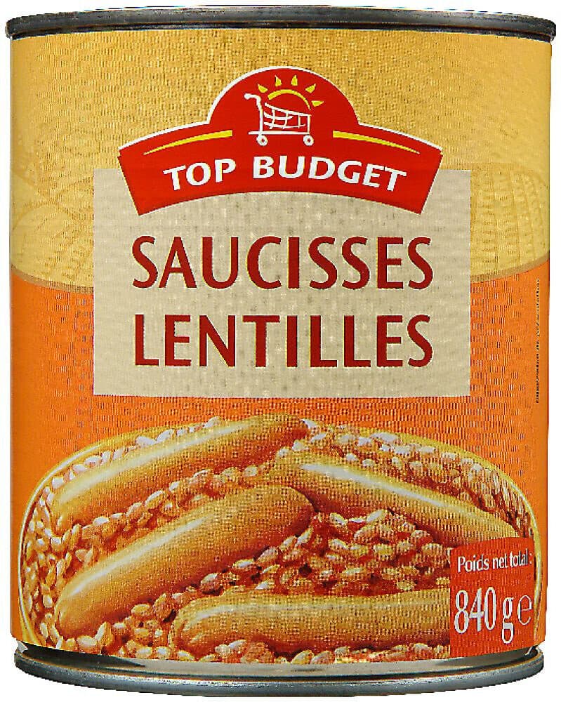 Les Mousquetaires Saucisses aux lentilles 840g packshot
