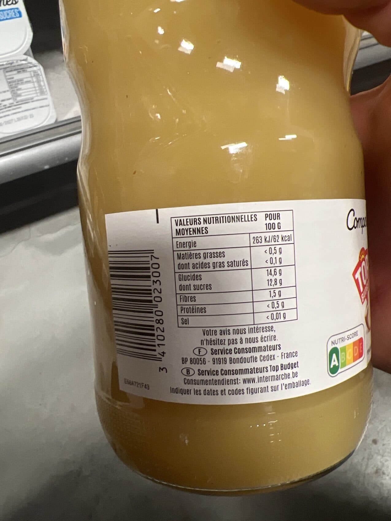 Top Budget Compote de pommes allégée en sucres packshot