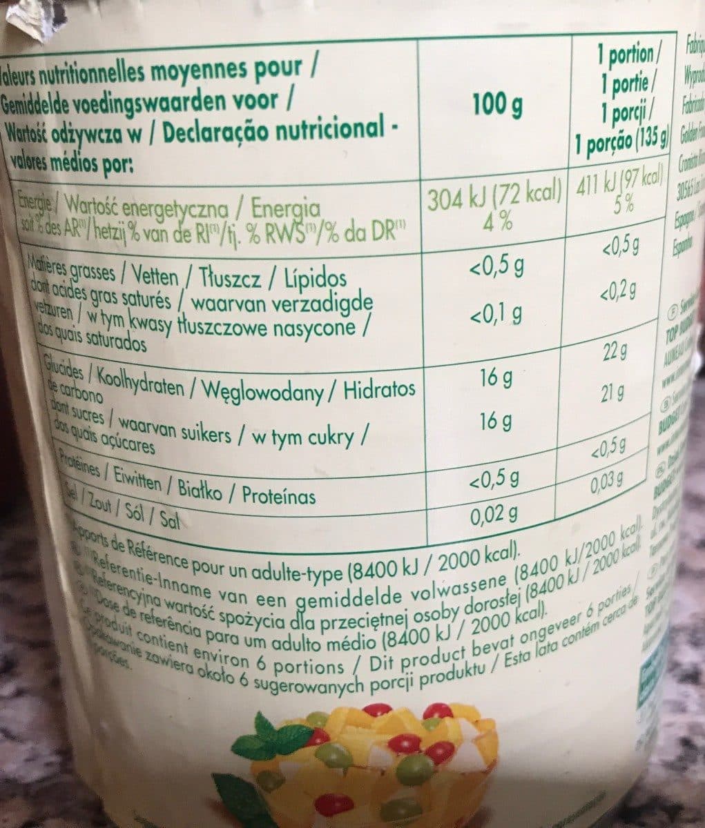 Top budget Cocktail 4 fruits au sirop léger - boîte 4/4 packshot