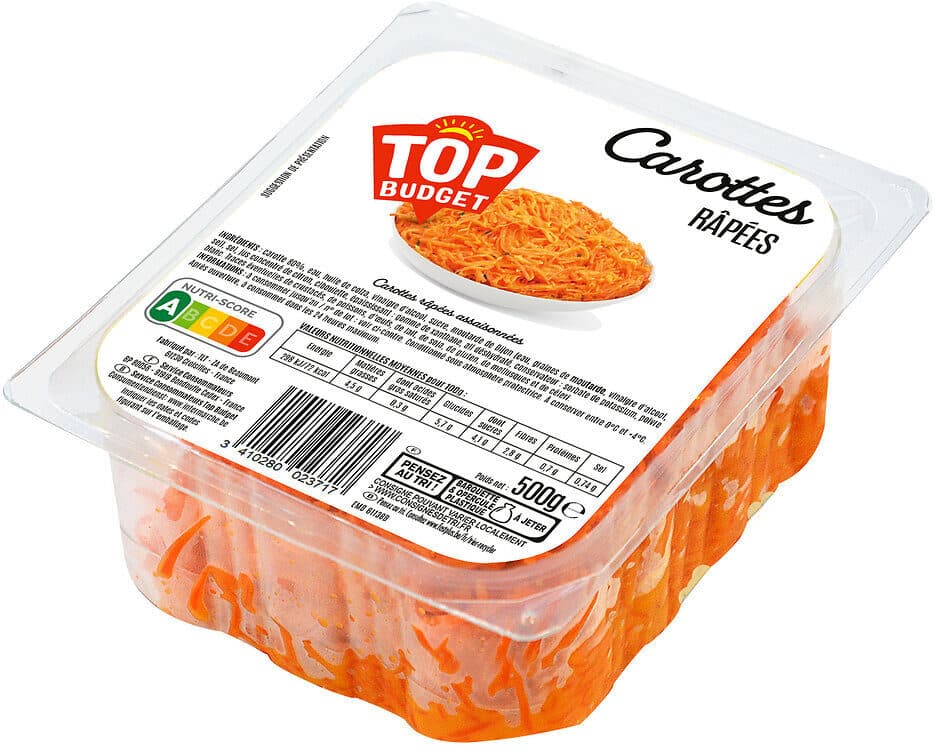 Top budget Carottes rapees 500g packshot
