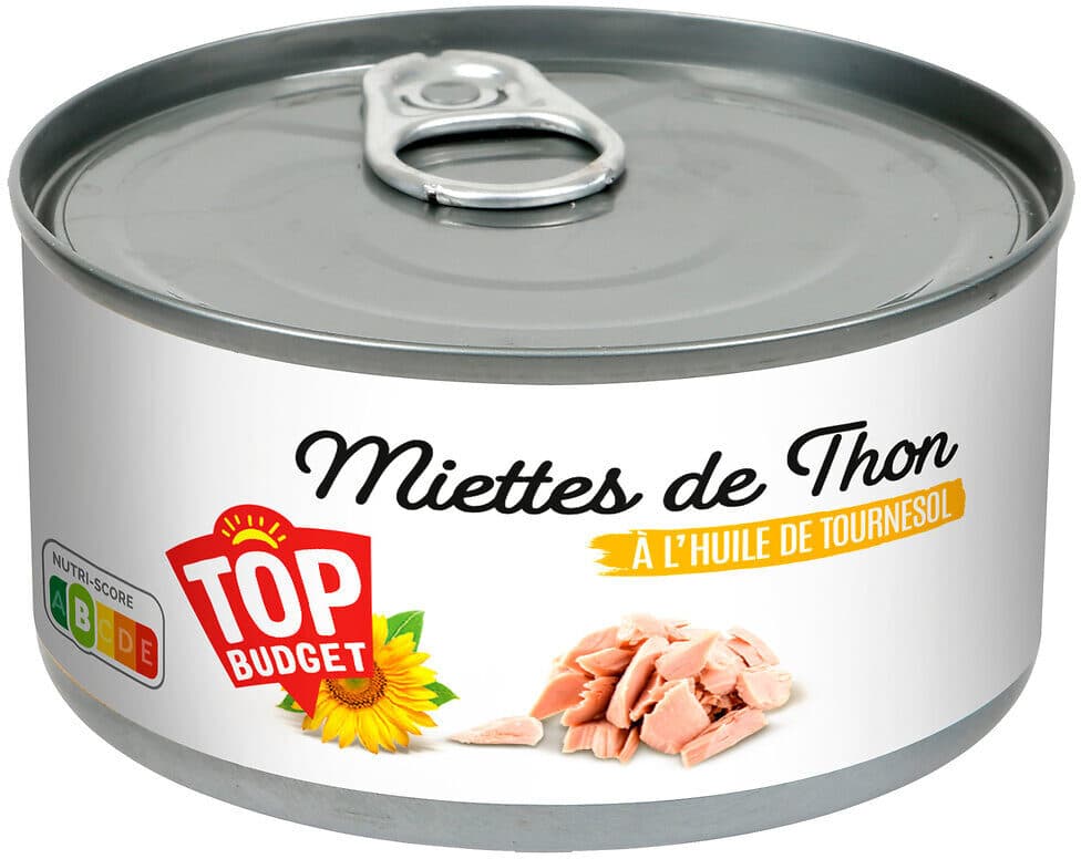 Top budget Miettes de thon à l'huile de tournesol 160g (1/5) packshot