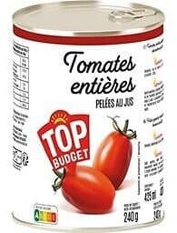 Top budget Tomates entières pelées 1/2 packshot