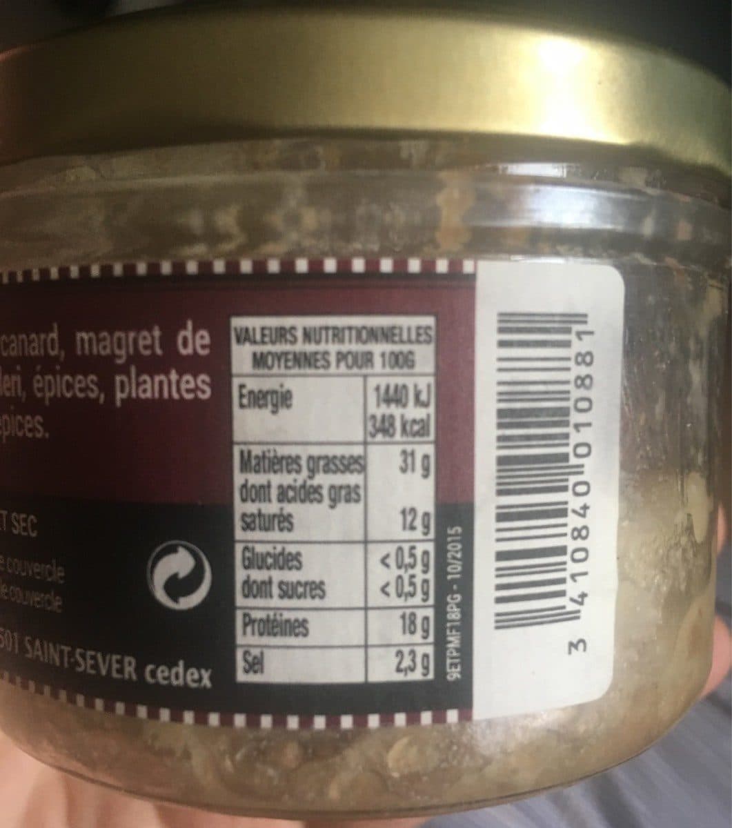 Open Food Facts Paté de Magret de cannard fumé packshot