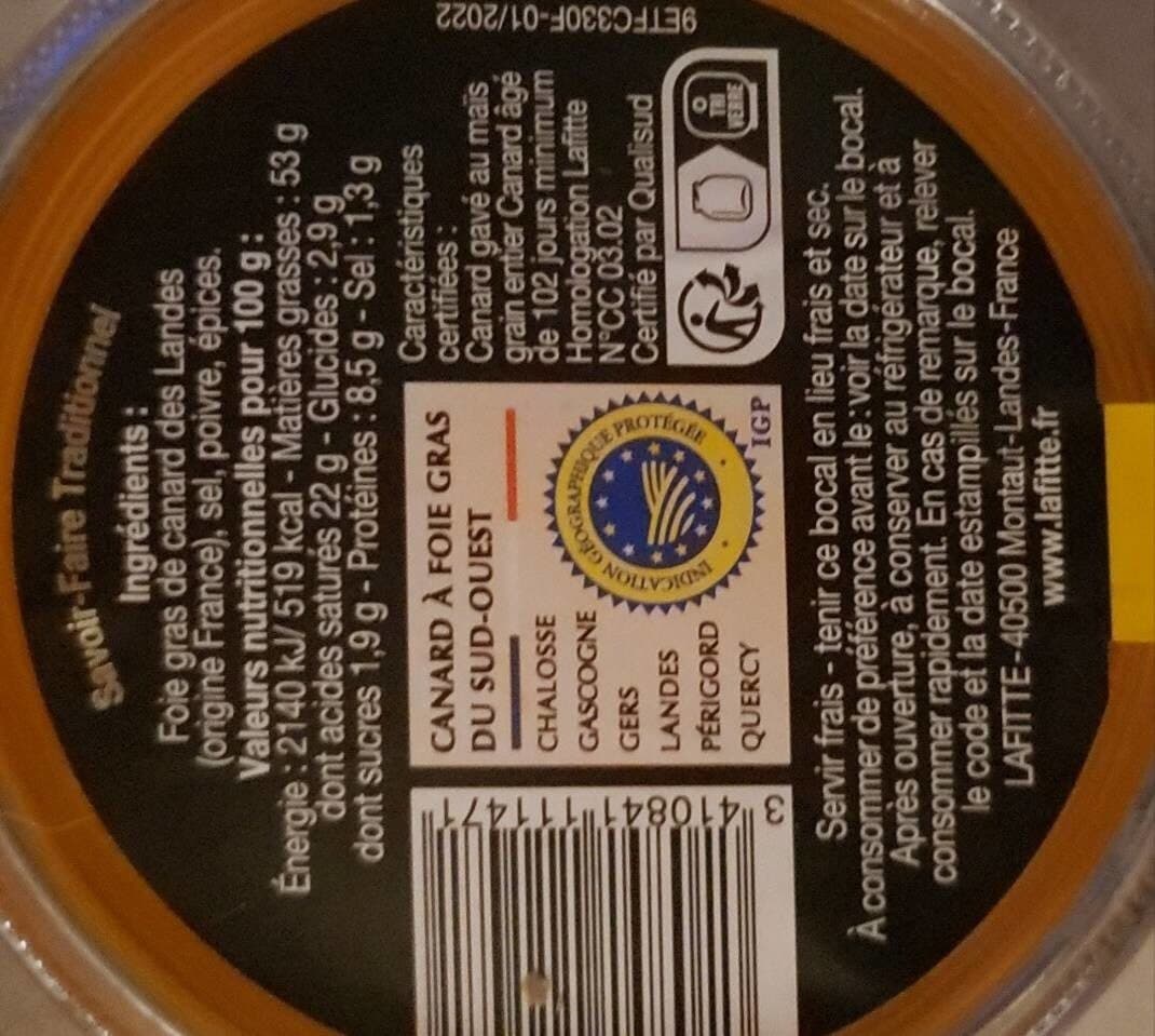 Lafitte Foie gras de canard entier des landes packshot