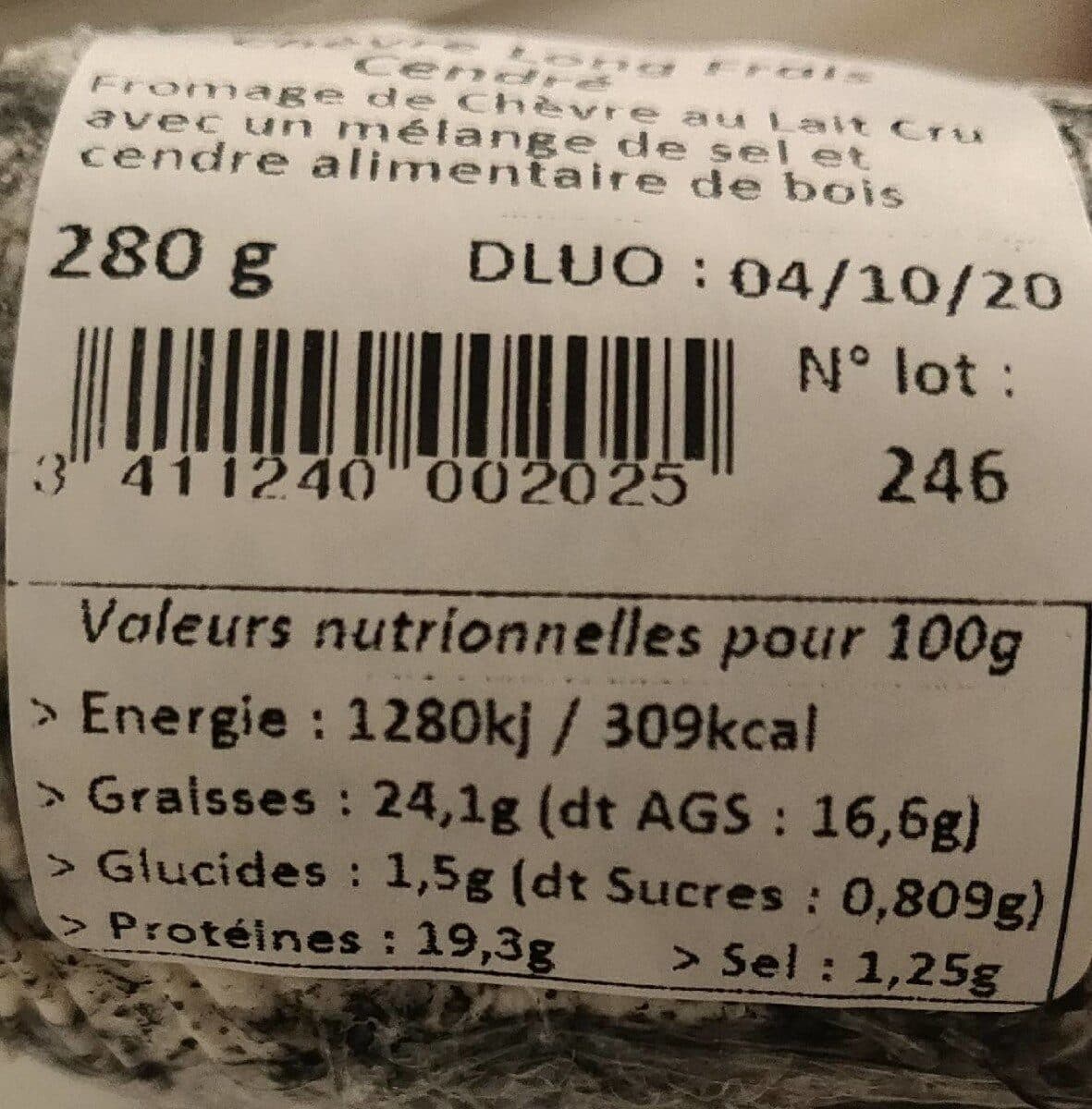 Open Food Facts Chevre long cendré packshot