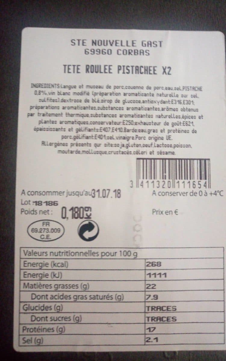 Open Food Facts Tete roulee pistache packshot
