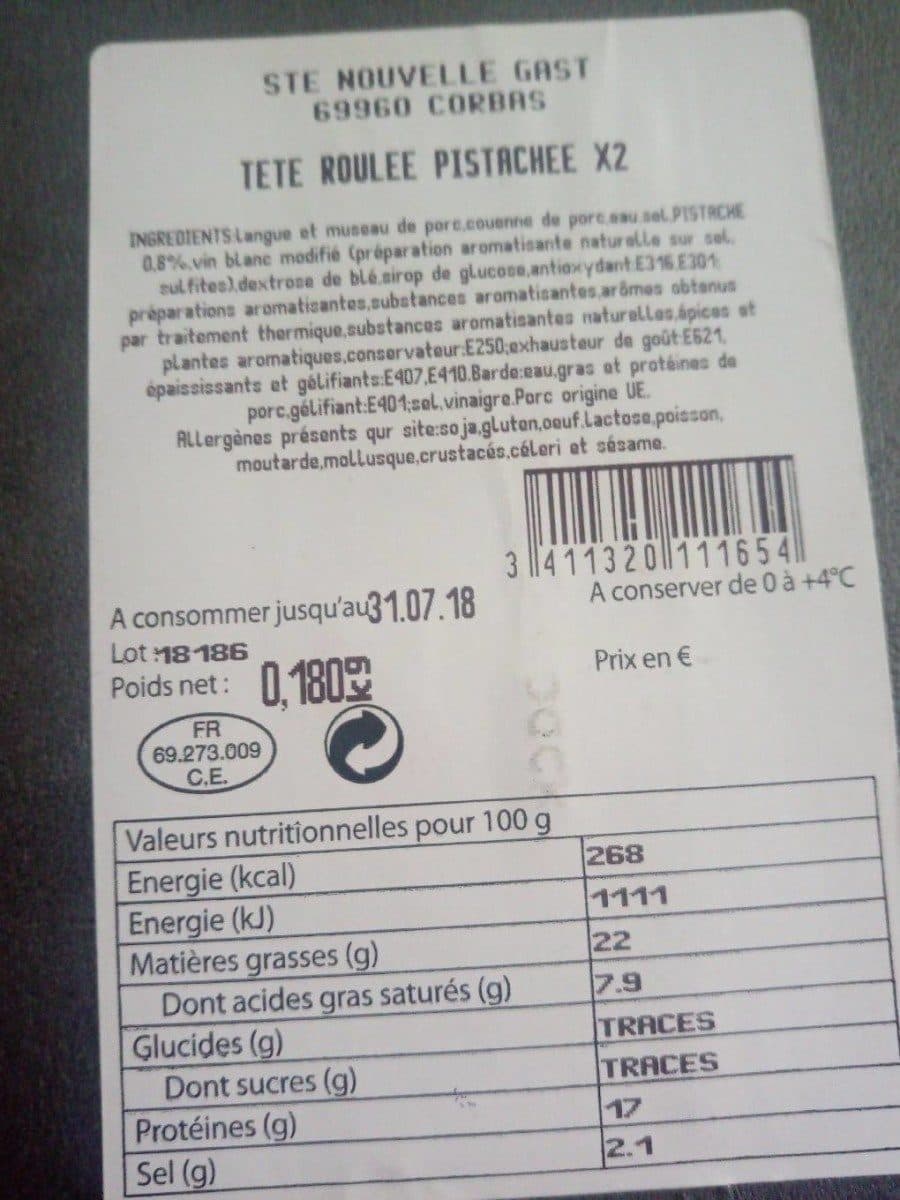 Open Food Facts Tete roulee pistache packshot