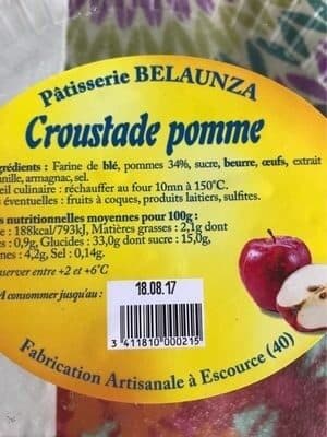 Pâtisserie Belaunza Croustade pomme packshot